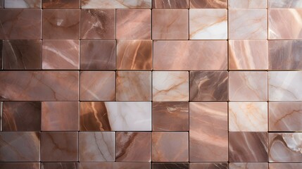 Pattern of Marble Tiles in rose gold Colors. Top View