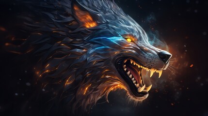 Fenrir - The giant wolf from the norse mythology and Loki´s offspring - obrazy, fototapety, plakaty