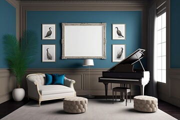 White, Grey and Blue Music Room