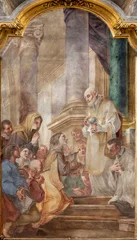 Foto op Plexiglas GENOVA, ITALY - MARCH 8, 2023: The fresco of St. Philip Neri at the holy communion in the church Chiesa di san Filippo Neri by Marcantonio Franceschini (1648 – 1729).  © Renáta Sedmáková