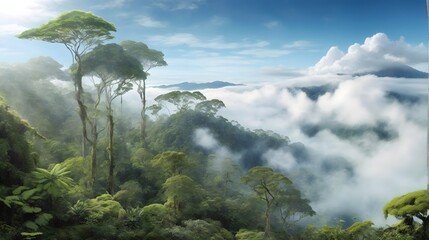 Tropical Montane Forest Scene Illustration Tropical Montane Forest Background Forest Wallpaper Tropical Background Landscape Background Ai Generative