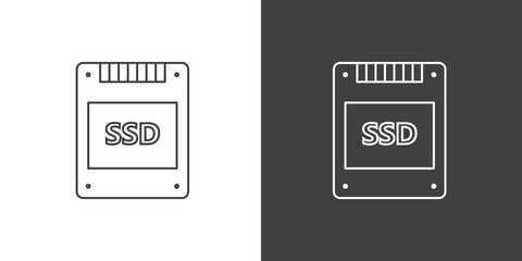 SSD icon of Mobile Device Components. Data storage icon in line style symbol sign for apps and website, SSD icon template for graphic and web design collection logo vector illustration.