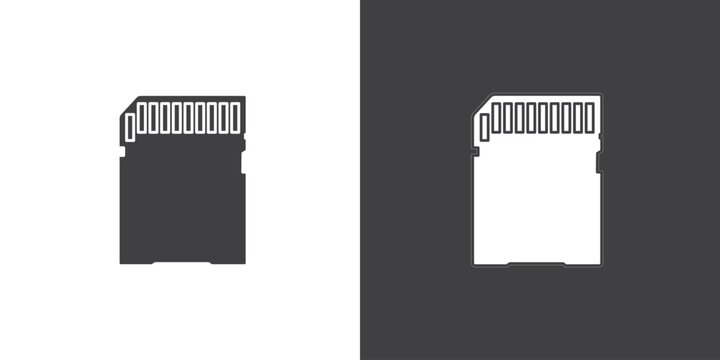 MMC adapter icon of Mobile Device Components. Micro SD Data storage icon in line style symbol sign, adapter icon template for graphic and web design collection logo vector illustration.