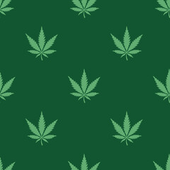 Weed seamless pattern Marijuana cannabis leaf green background wallpaper