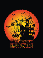 Halloween T-shirt design costume template. Happy halloween scary trendy vector t-shirt design. Halloween vector clothing apparel t-shirt design