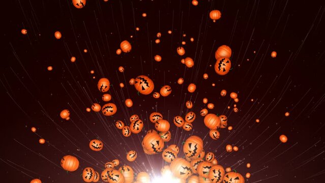 Flying Halloween Pumpkins Animation, Rendering, Background, Loop
