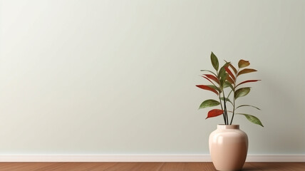 modern interior with vase on a colored wall