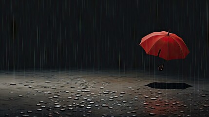  a person holding an umbrella over a puddle in the rain.  generative ai