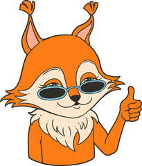     Cool red squirrel in sunglasses gives a thumbs up