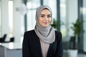 Arabic woman with hijab, business portrait, ai generated