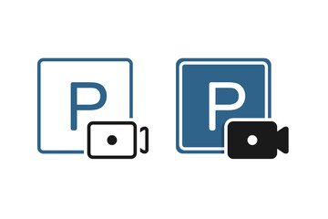 Parking with CCTV. Illustration vector