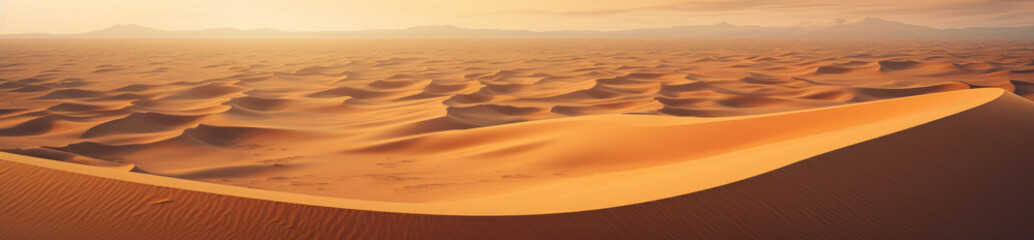 Fototapeta na wymiar Landscape in the desert. Dunes and sand of an endless desert landscape. Aerial view, wide panorama
