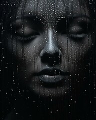 Portrait of a woman in the rain