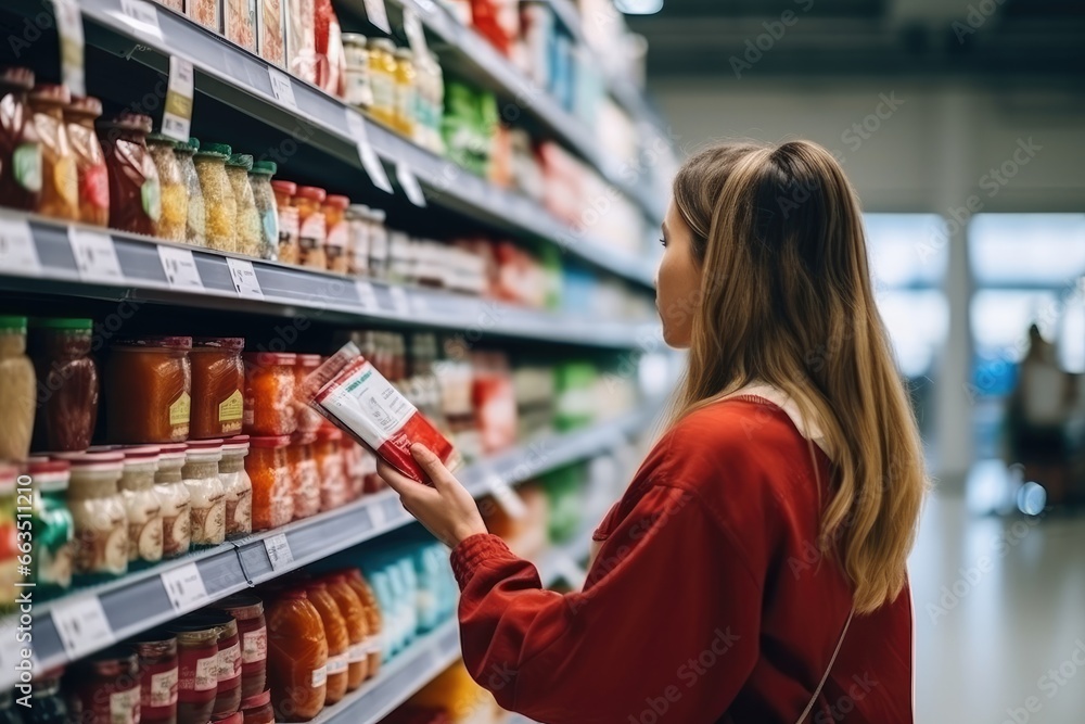 Wall mural Analyzing Product Labels in Store