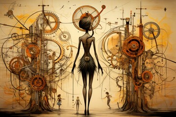 Clockwork fairies, powered by gears and springs, bringing mechanical magic to life - Generative AI