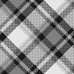 Black and white check plaid seamless vector pattern.