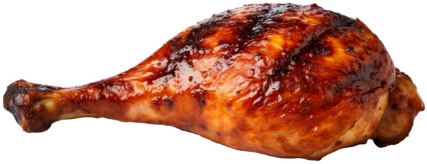 Grilled Chicken Leg. Isolated on Transparent Background