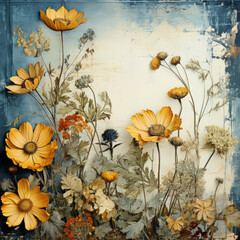 Flowers against a rustic wall