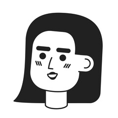 Latin american young woman smiling black and white 2D vector avatar illustration. Hispanic woman outline cartoon character face isolated. Positive latina flat user profile image, female portrait