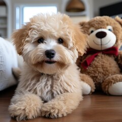 Bichon Frise with a fluffy teddy bear cut, ready for cuddles