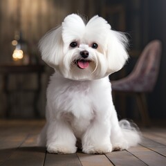 Maltese with a glamorous and voluminous show cut