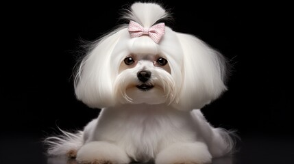 Naklejka premium Maltese with a glamorous and voluminous show cut