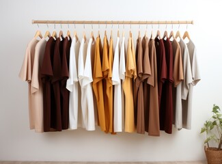 three dress shirts hanging on a wooden hanger