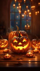 Fototapeta premium Halloween scene on orange background