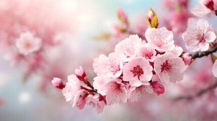 Obraz premium Realistic Blurred Spring Background Cherry Blossom Background Flower Illustration Blossom Flower Background AI Generative