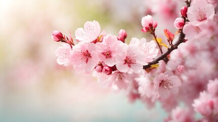 Obraz premium Realistic Blurred Spring Background Cherry Blossom Background Flower Illustration Blossom Flower Background AI Generative
