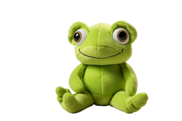 stuffed green frog isolated on white background