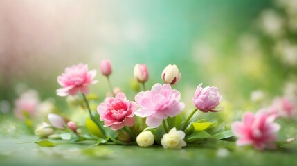 Realistic Blurred Spring Background Spring Flower Background Flower Illustration Blossom Flower Background AI Generative