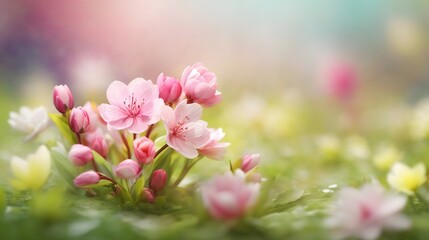 Obraz premium Realistic Blurred Spring Background Spring Flower Background Flower Illustration Blossom Flower Background AI Generative