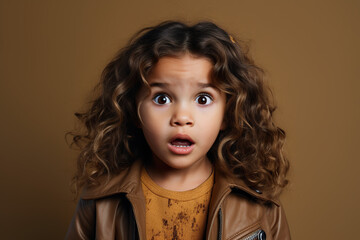 young girl with curly hair expressing total surprise
