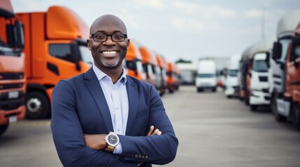 Confident Businessman Smiling Outdoors with Car
