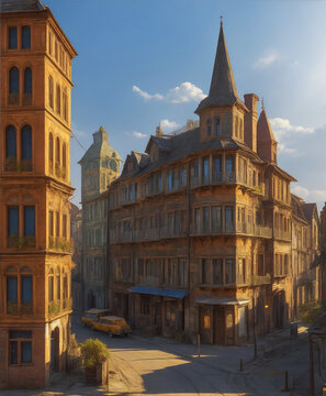the old but stuning building in the street
