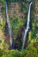 Fototapeta na wymiar Tad Fane twin waterfalls and tropical forest,an iconic beauty spot,near Pakse,southern Laos, Southeast Asia.