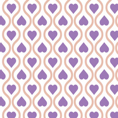 Retro pattern seamless.Abstract background of valentines day.Line and heaart design in 1970s HippieRetro style.Vector pattern ready to use for cloth,textile,wrap.The file has a transparent background.