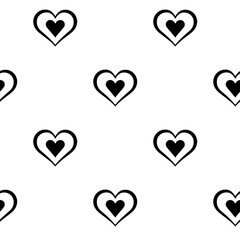 Valentine pattern seamless heart shape black and white colors background.