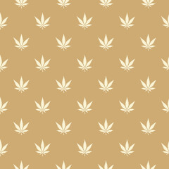 Weed seamless pattern Marijuana cannabis leaf beige background wallpaper