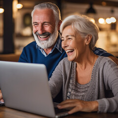 Obraz premium Beautiful older couple. Cheerful, laughing adults
