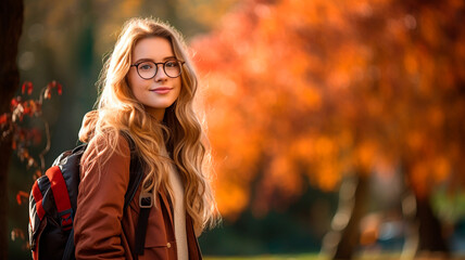 young girl in a autumn park