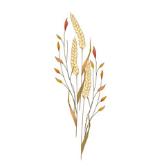 Fall Leaves With Wheat I Fall Illustration Composition I Vector Fall Illustration I Wheat Illustration I Fall Wheat Vector Graphic