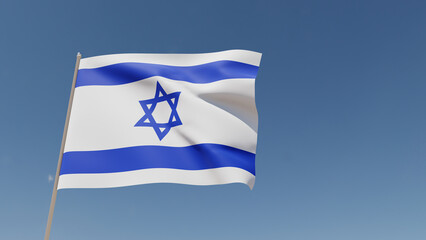 Flag of Israel is flying in the wind. Realistic 3D rendering. illustration