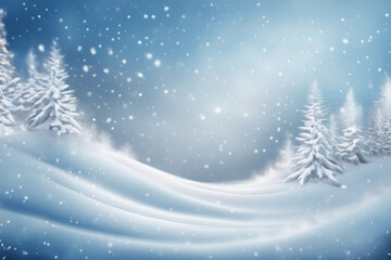 Winter background. Snowy forest. Copy space