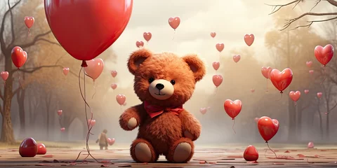 Foto op Plexiglas Plush bear with heart © neirfy