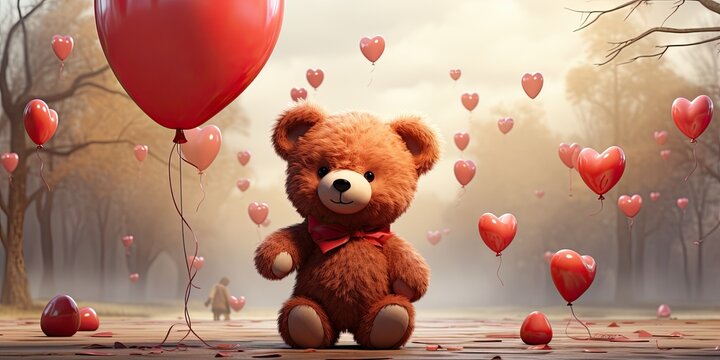 Plush bear with heart