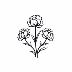 Peonies in cartoon, doodle style. 2d vector illustration in logo, icon style. AI Generative