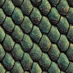 Texture of green dragon scales, close-up