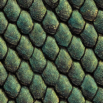Texture of green dragon scales, close-up